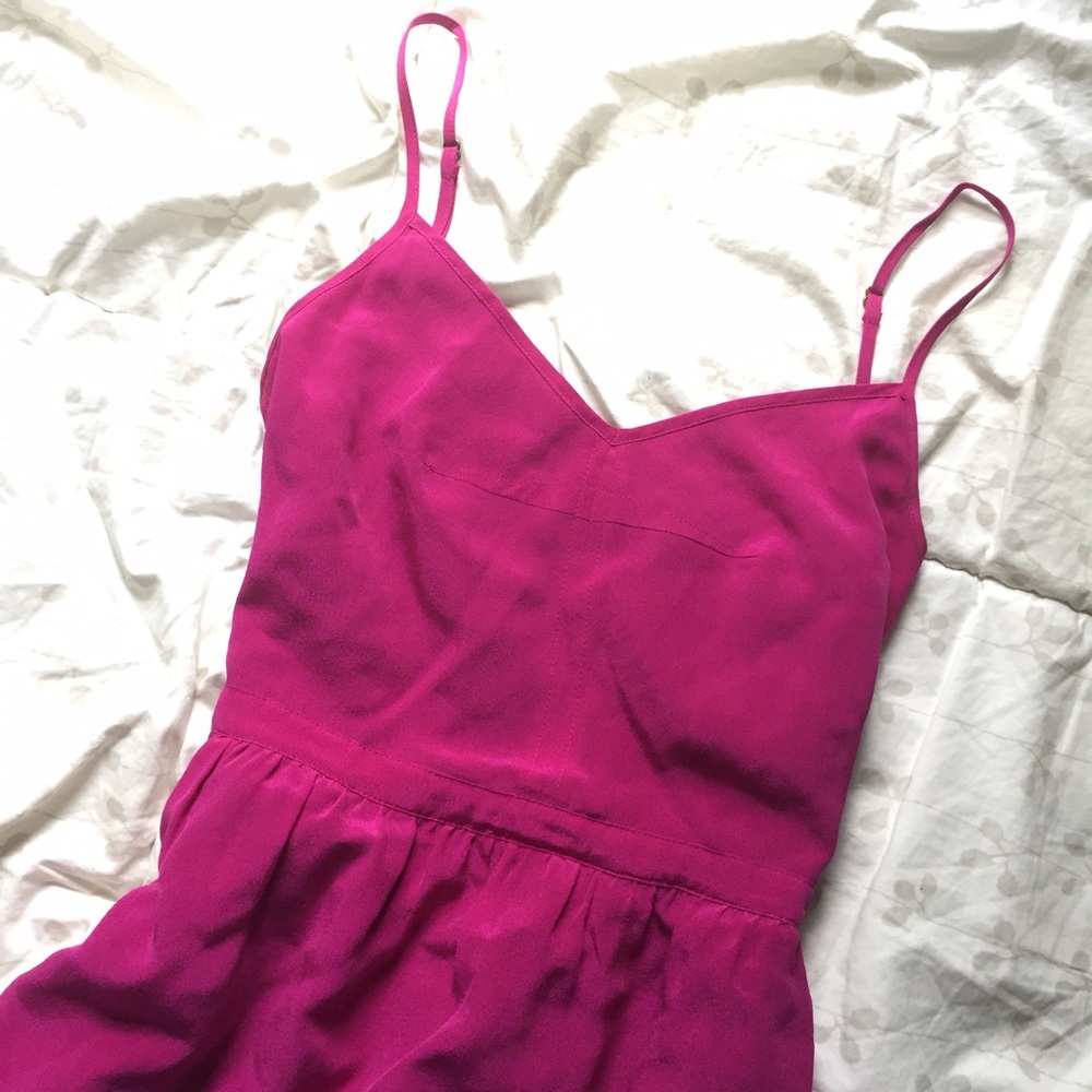 💕Madewell fit and flare silk sun dress fuchsia pink